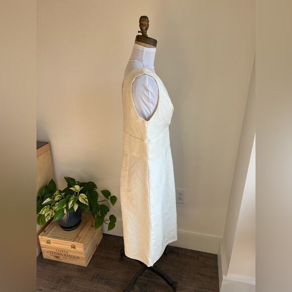MAXMARA IVORY JACQUARD COTTON SLEEVELESS DRESS SIZE 12 - Picture 5 of 9